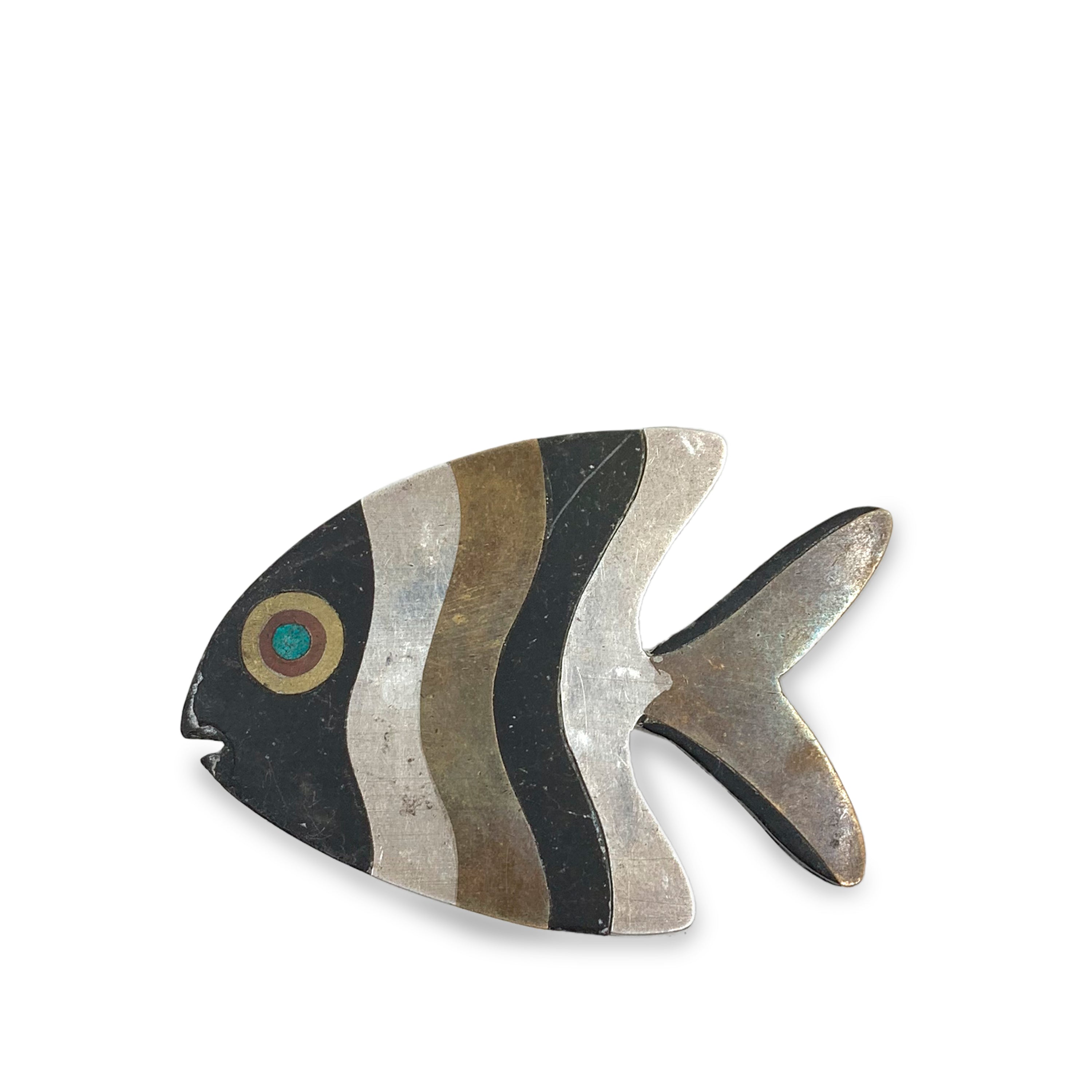 Silver Fish Brooch. C. 1960's