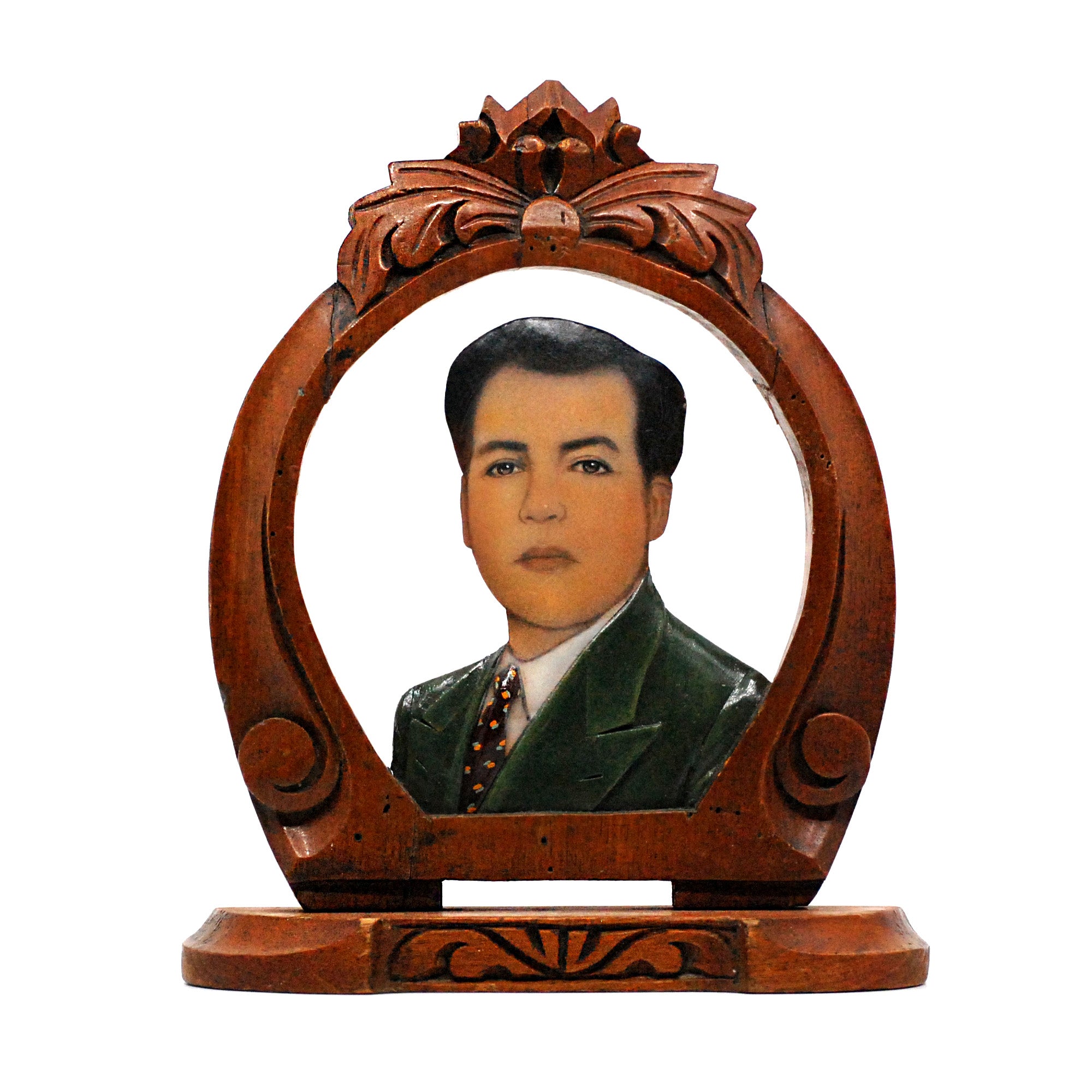 Portrait of Man in Wood Frame