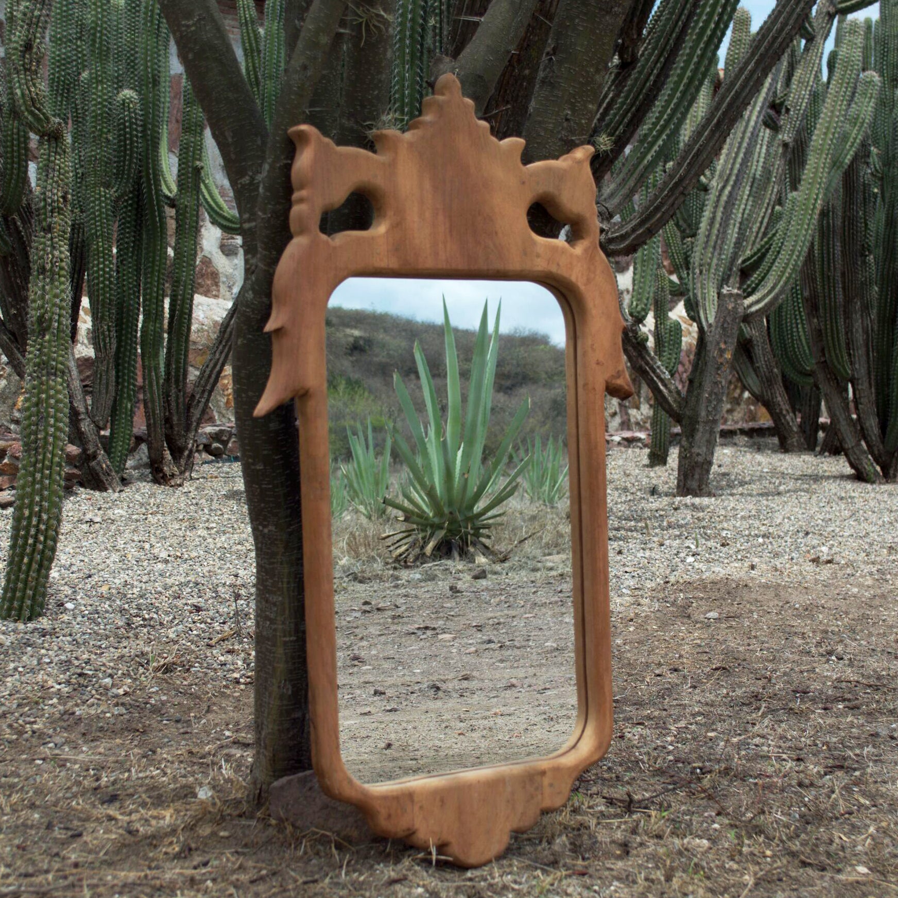 Habsburg-Oaxacan Double headed Eagle Mezquite Mirror