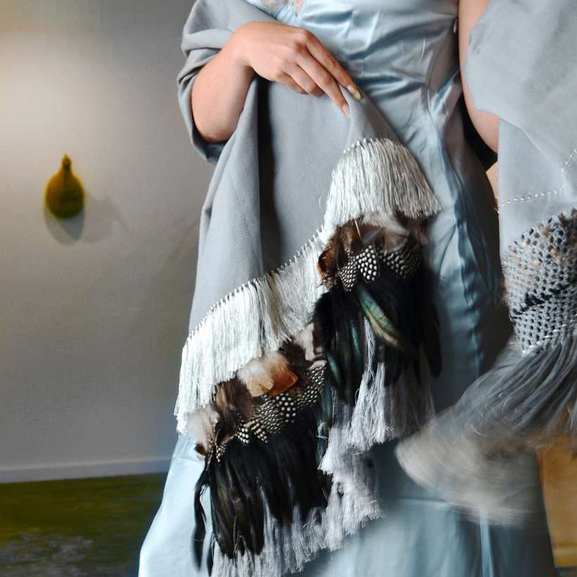 Feather Rebozo — Ash / Stone / Iridescent