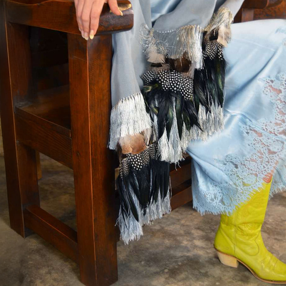 Feather Rebozo — Ash / Stone / Iridescent