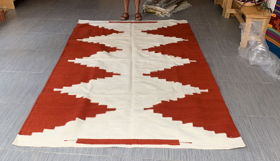 Red and White Area Rug