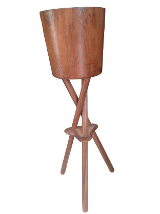 Wood Ice Bucket w/Stand