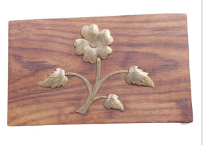 Wooden Box with Metal Flower