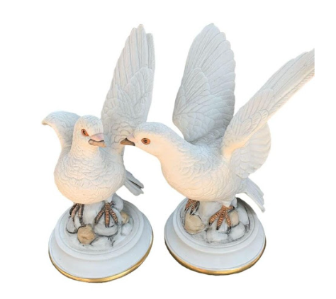 Pair of Porcelain Doves Cuernavaca  C. 1970s