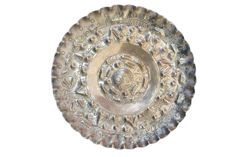 Metal Round Plate with Aztec Calender