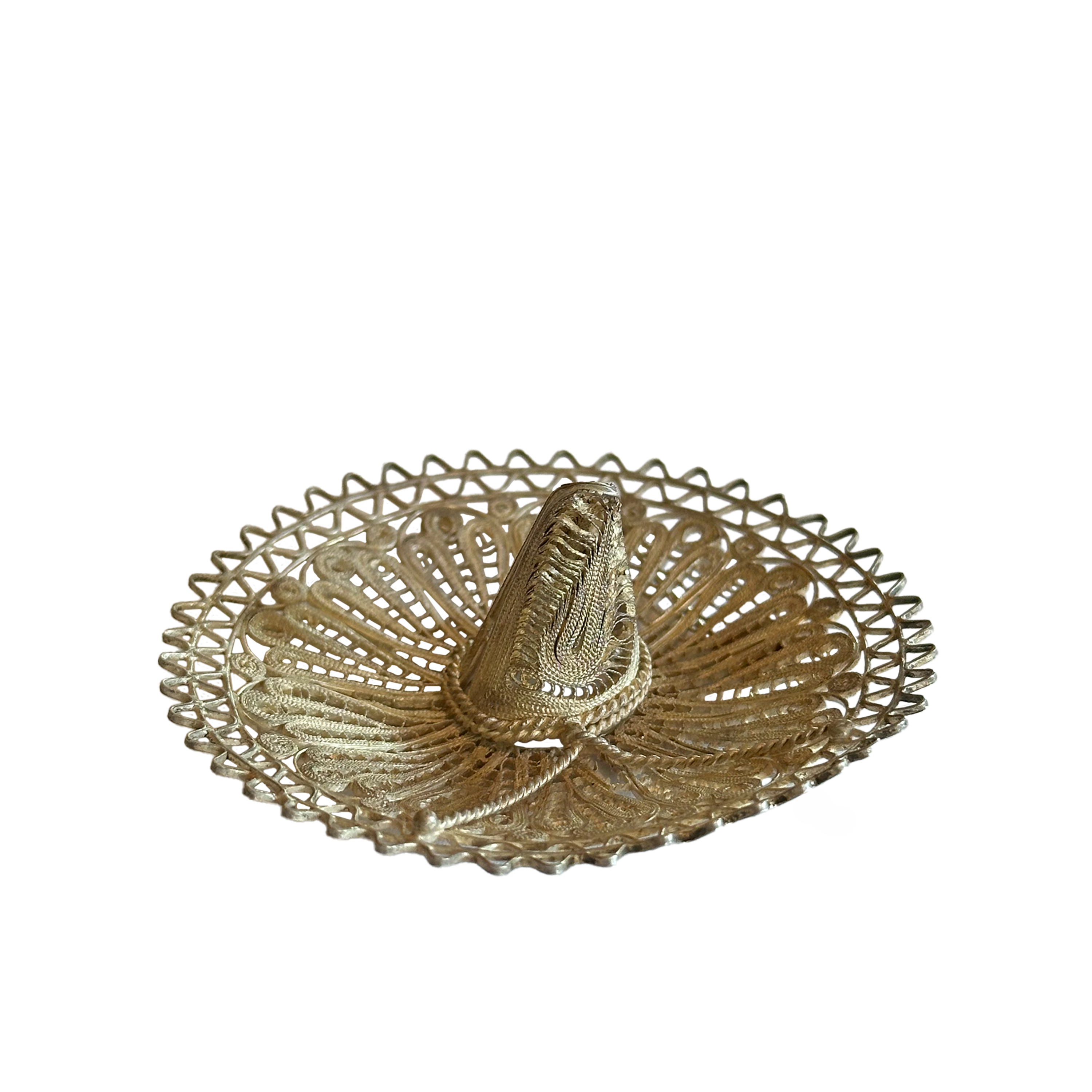 Silver Filigree Sombrero Brooch. C. 1970's