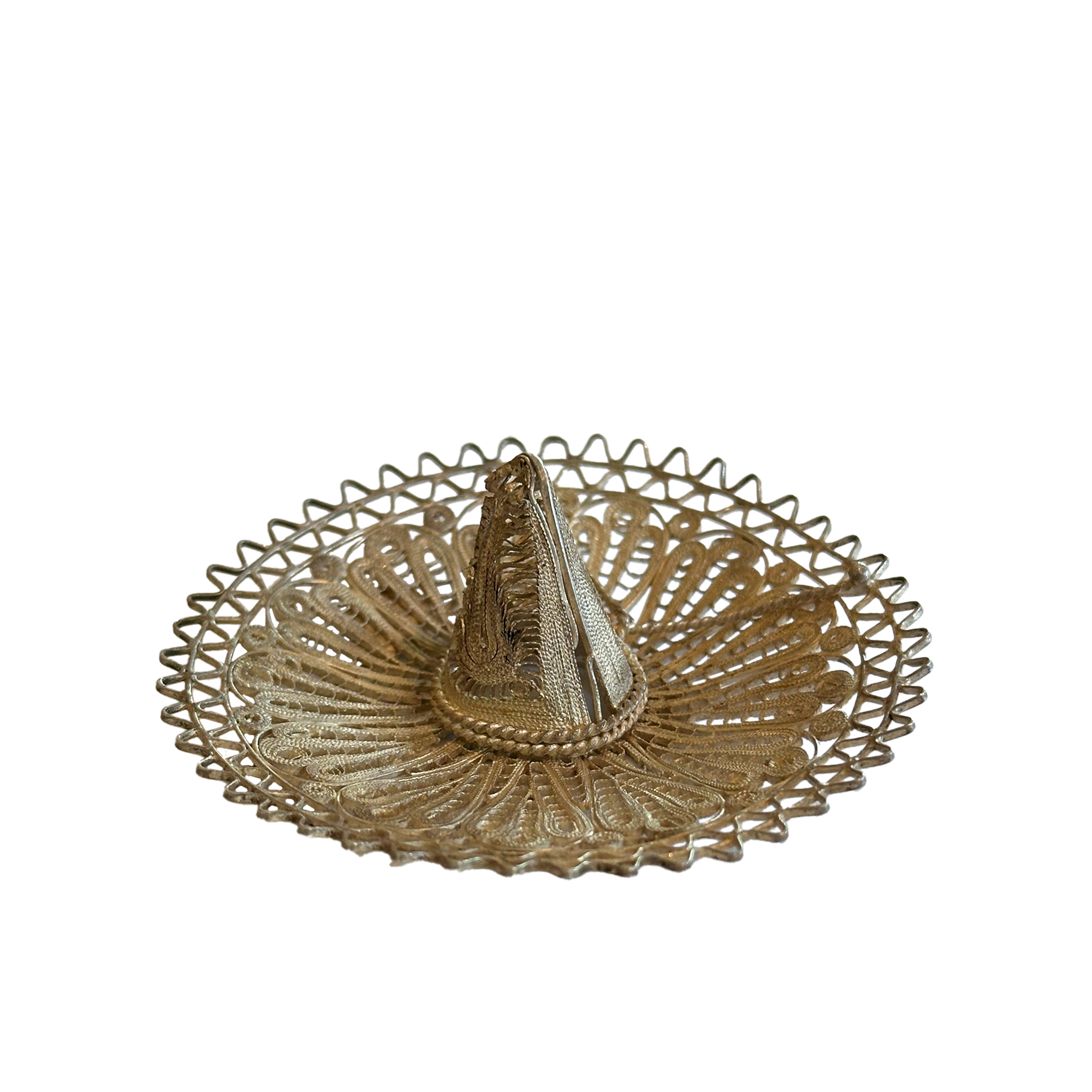 Silver Filigree Sombrero Brooch. C. 1970's