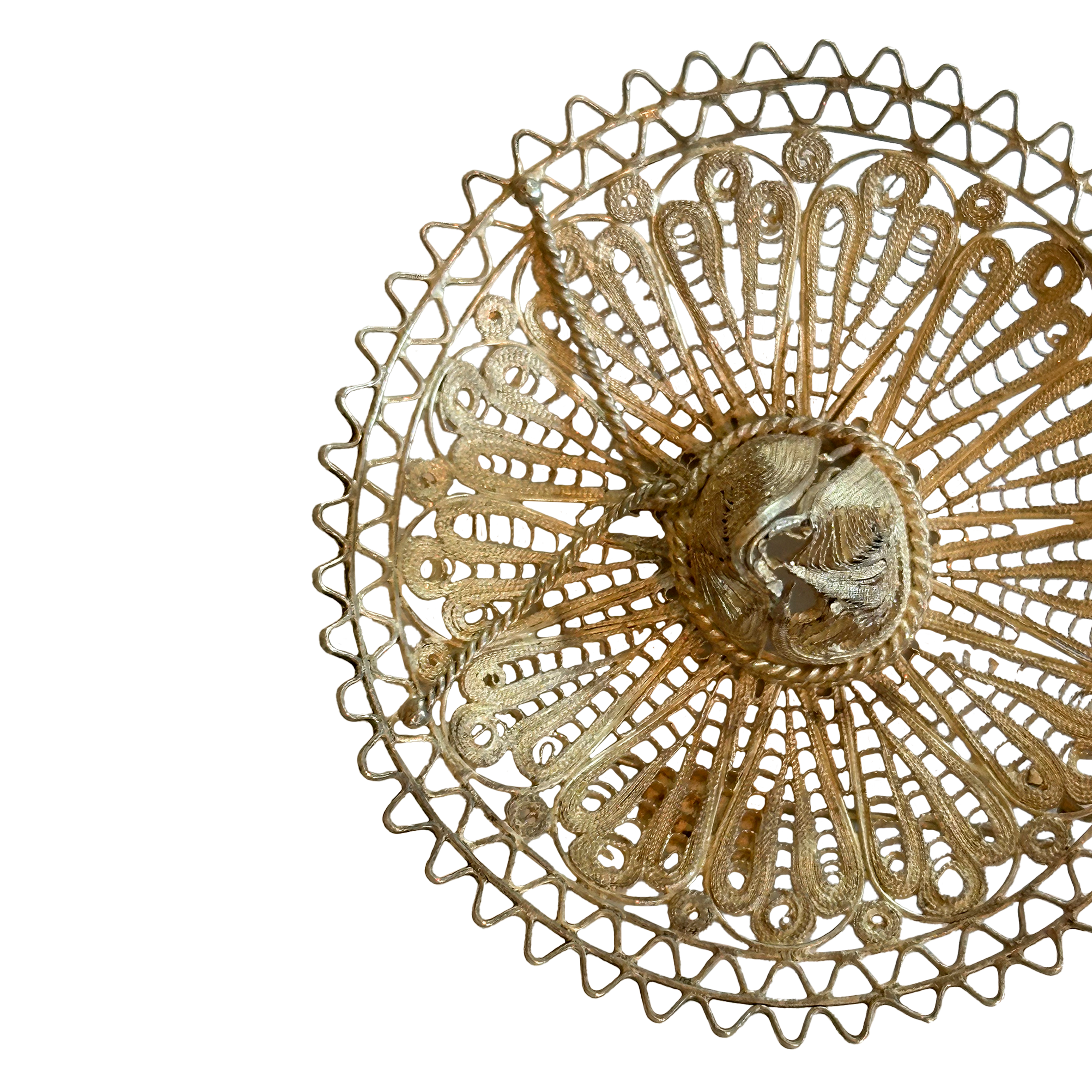 Silver Filigree Sombrero Brooch. C. 1970's