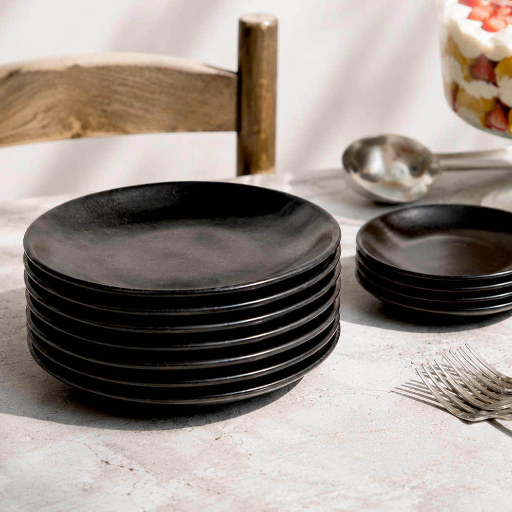 Elena Black Dessert Plate