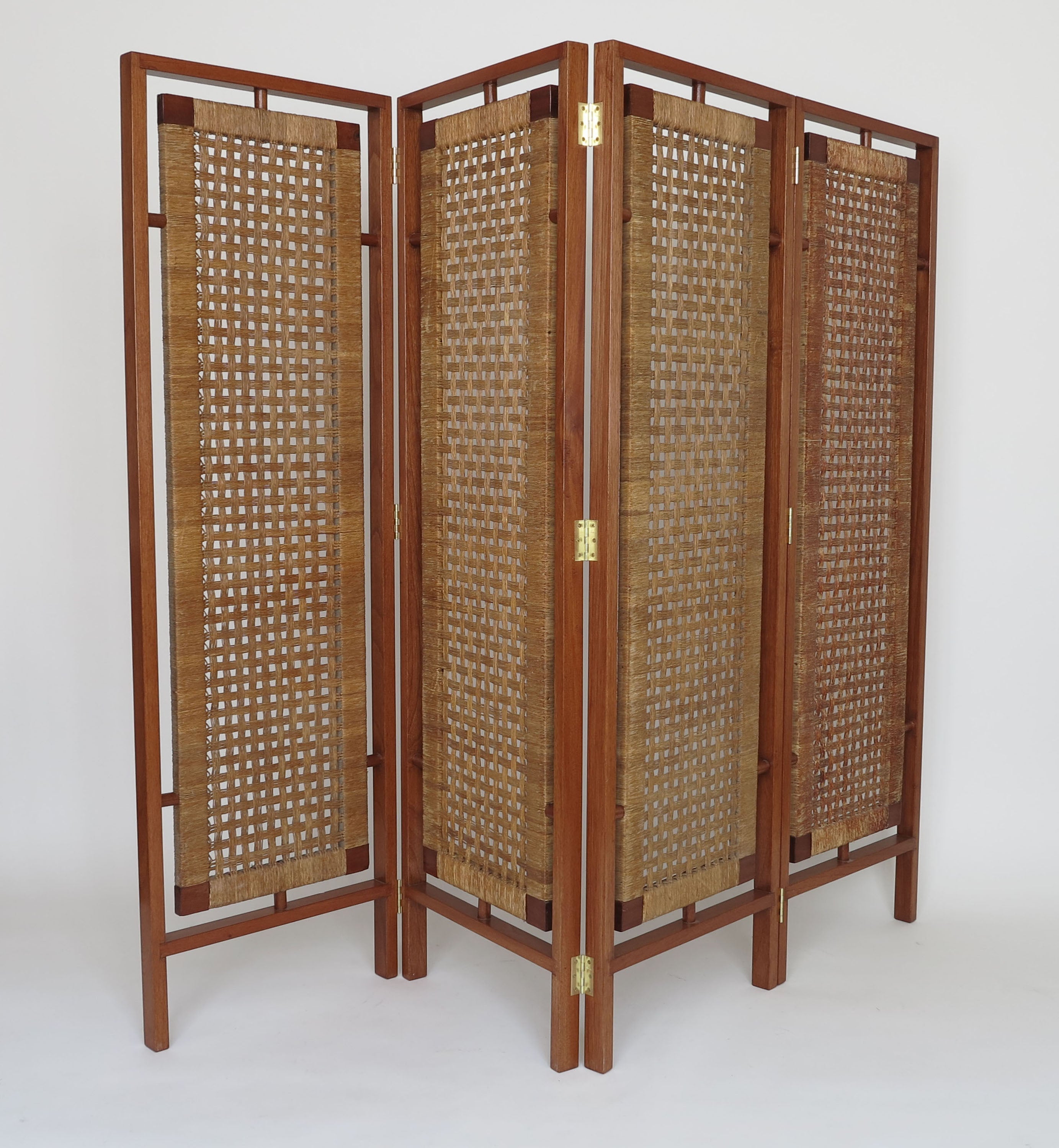 Wood and Rattan Room Divider. C. 1950's