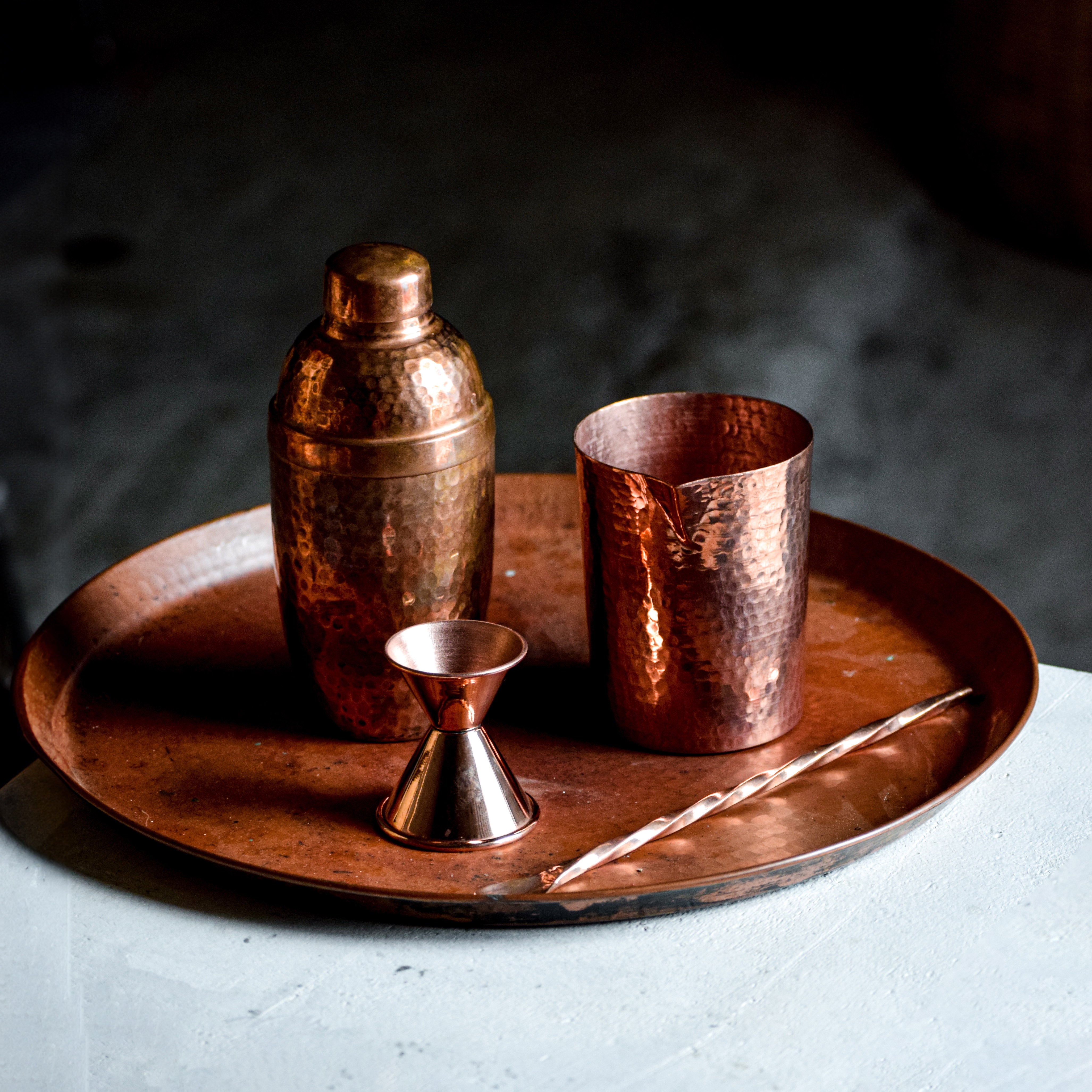 Elena Hammered Copper Tray