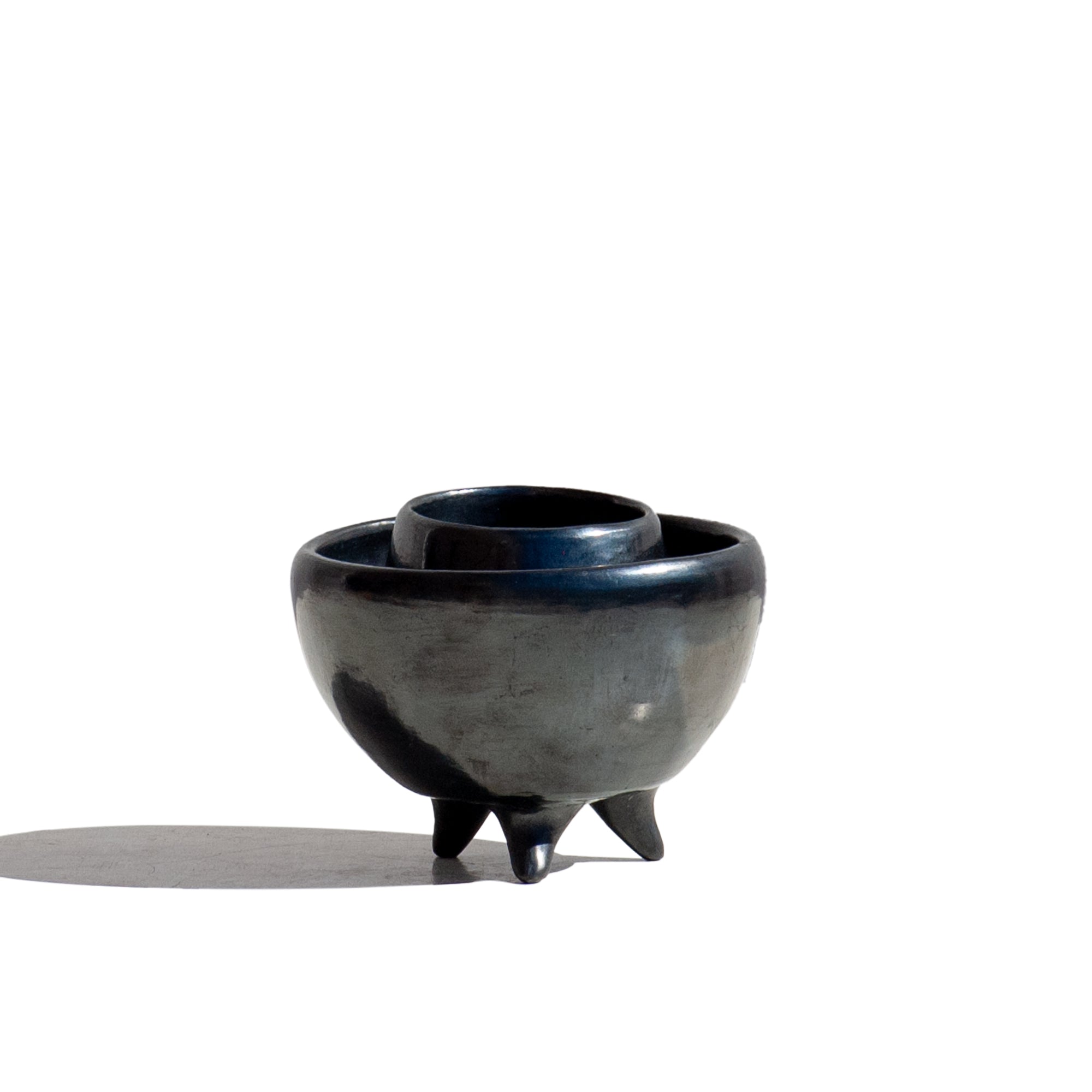 Tripie Salsa Bowl Black Clay